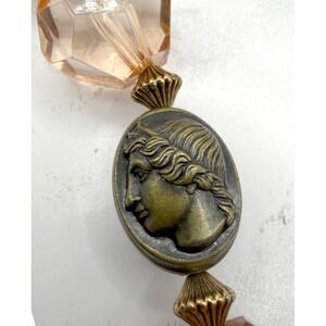 ME Makeover Essentials Roman Cameo Peach Faceted Bead Necklace 22"